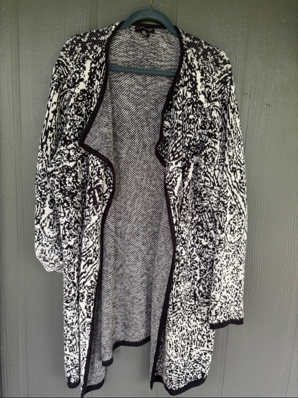 Will Smith Open-Front Black & White Patterned Women's Sweater Cardigan